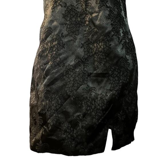 Wild Fable Black Jacquard Floral Satin Mini Dress Size Medium - Picture 2 of 6